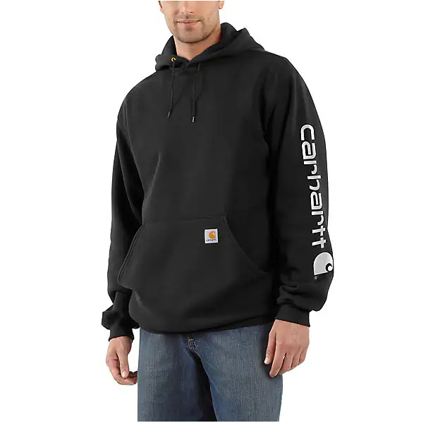 Midweight Black Hooded Sweatshirt with Logo, Size Extra Extra Large