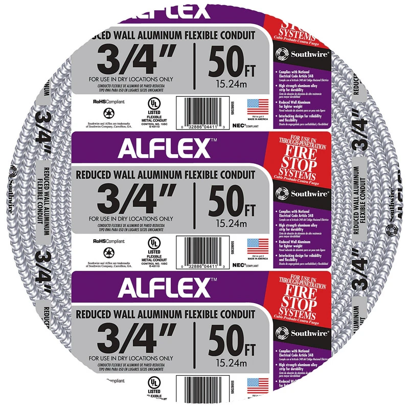 3/4 In. X 50 Ft. Aluminum Flexible Conduit - Model Fo7500050m