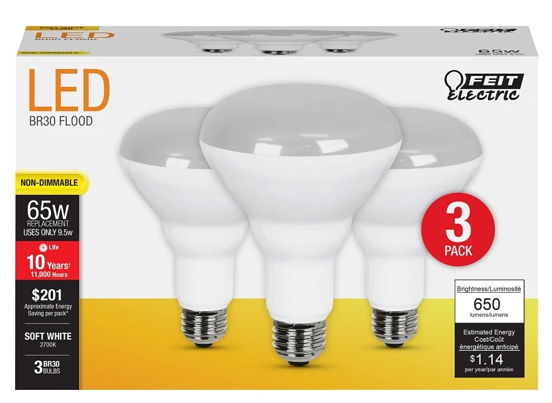 LED Flood Light Bulbs, Soft White, Indoor Use, 13-Watts, 3-Pk.