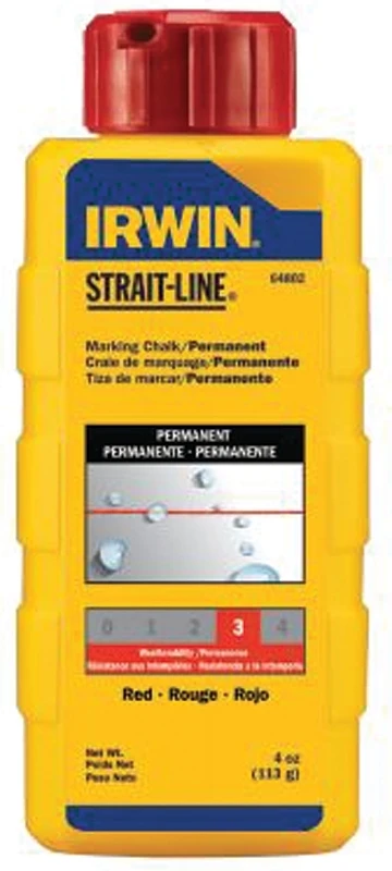 Strait-Line Powder Chalk, Red, 4 oz. Plastic Bottle