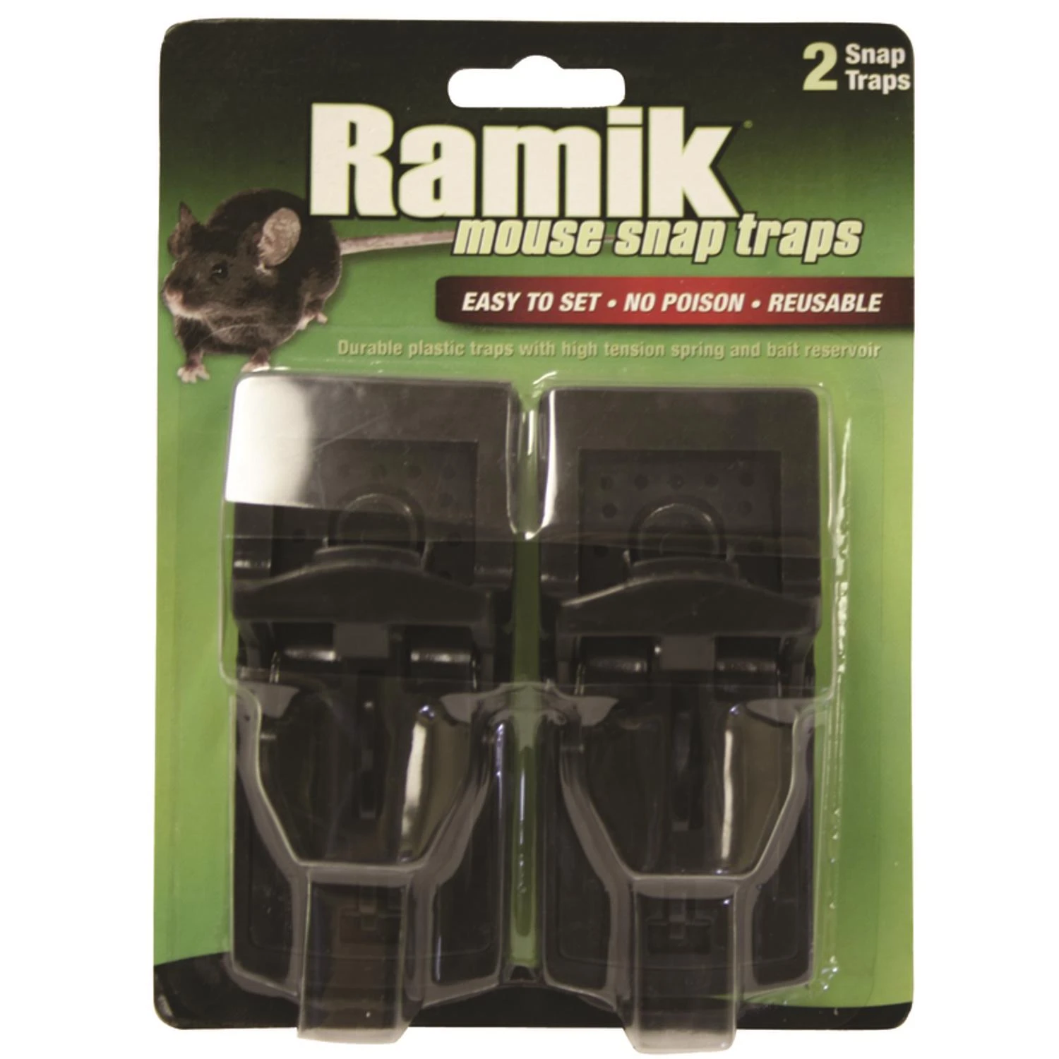 116221 Ramik Plastic Mouse Snap Trap, 2 Pk, Durable, Easy Set, Touch Free Disposal