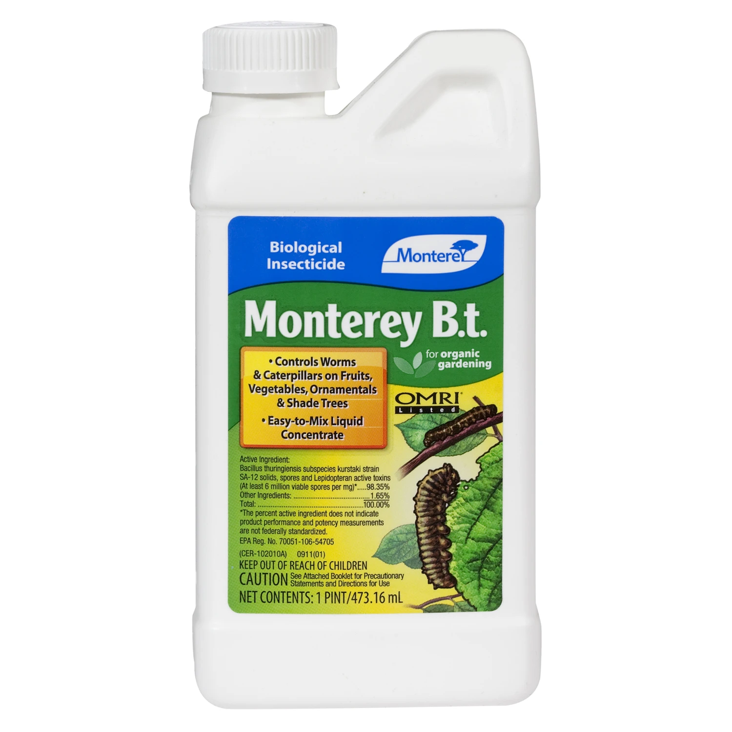 B.t. Organic Insect Killer Liquid Concentrate 1 Pint - Bacillus Thuringiensis
