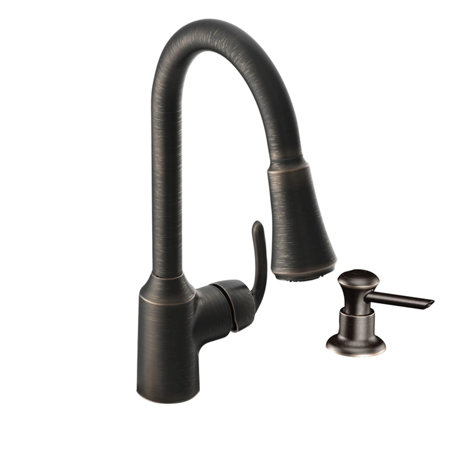 Moen Bayhill 1-handle Pull-down Kitchen Faucet With Soap Dispenser, Mediterranean Bronze