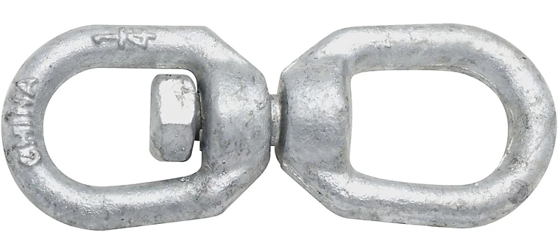 Open Connecting Link, Round Swivel Eye, Galvanized, 1/4 In.