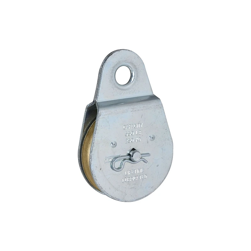 N220-012 Fixed Eye Steel Pulley, 2-1/2 In, Zinc Plated, 550 Lb Load