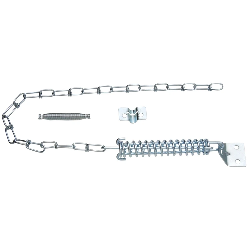 N162024 Zinc Plated Steel Spring & Chain Door Stop For Storm Doors