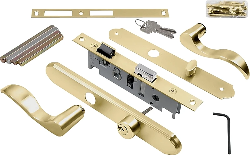 Serenade Mortise Storm Door Lever, Polished Brass