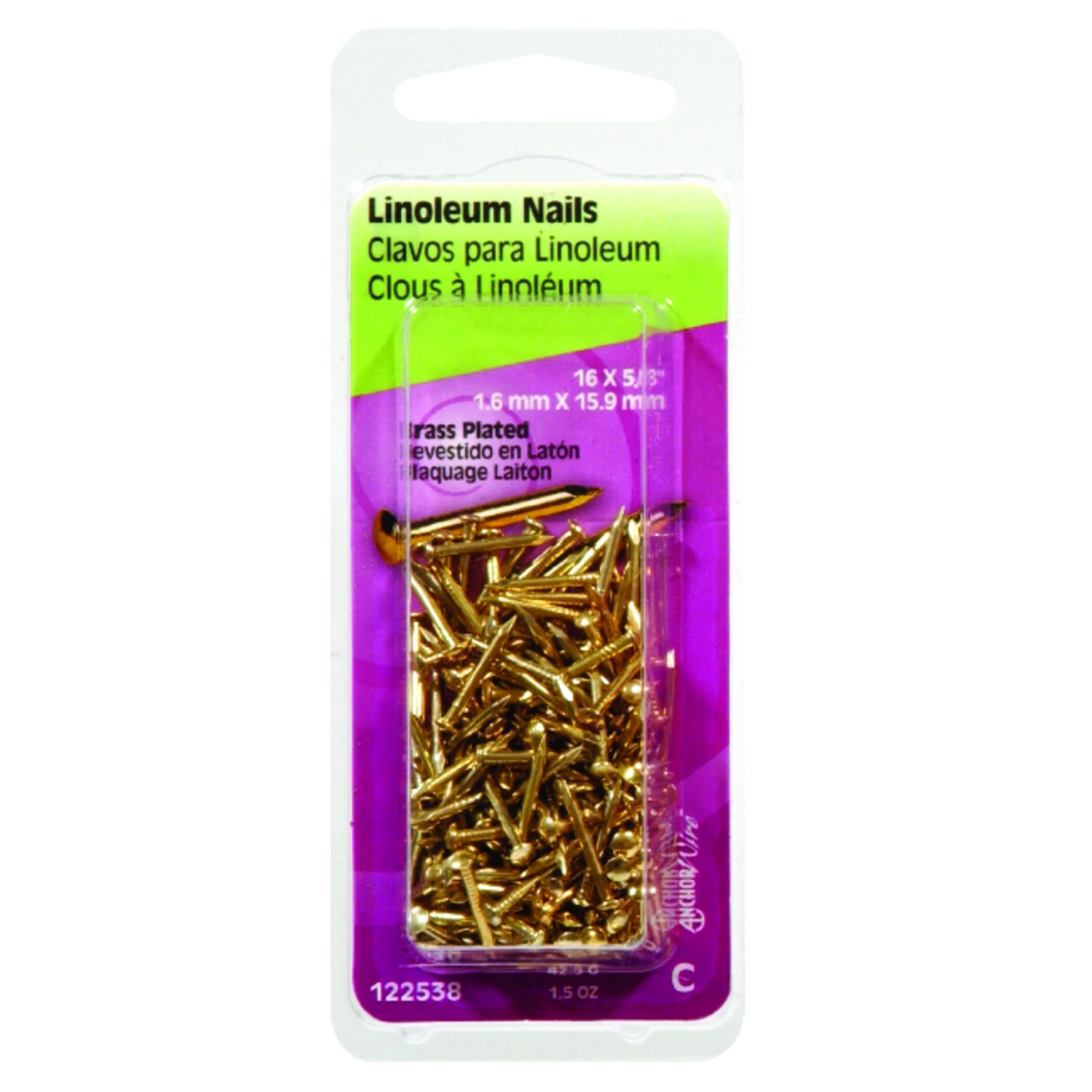 Hillman 5/8 in. Binding Brass-Plated Steel Nail Flat Head Hillman 5/8 in. Binding Brass-Plated Steel Nail Flat Head