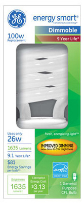66663 Dimmable 26w Soft White Cfl Bulb, 1635 Lumens, T3 Spiral, 1 Pk