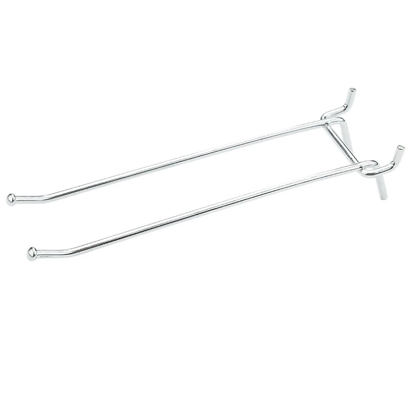 Pegboard Double Angle Hook, Galvanized Steel, 6 In., 2-Pk.