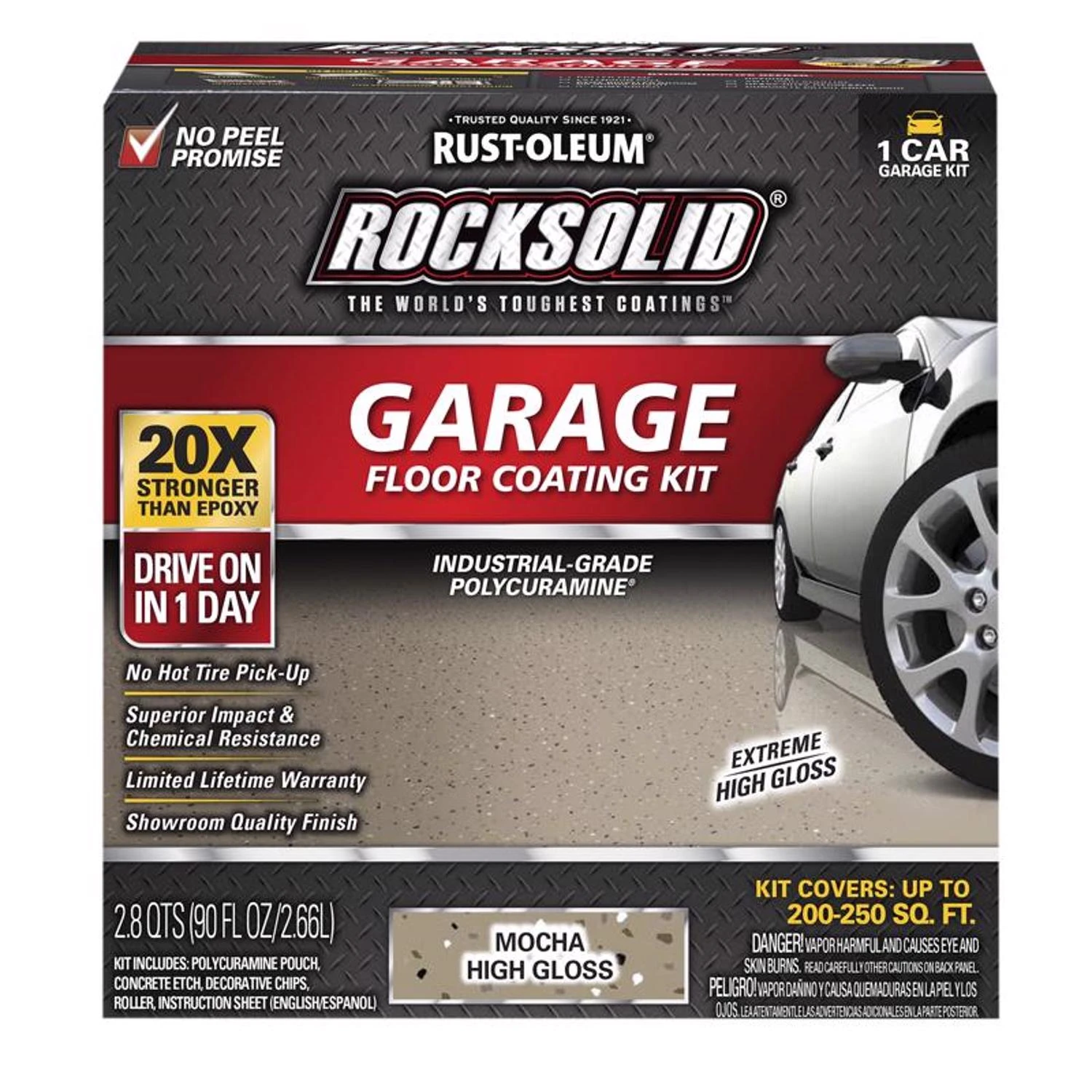 Rocksolid Garage Floor Coating Kit, Mocha, 200-250 Sq. Ft. Coverage