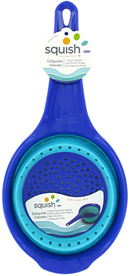 41002 Collapsible Colander, 1 Quart, Blue Plastic And Silicone
