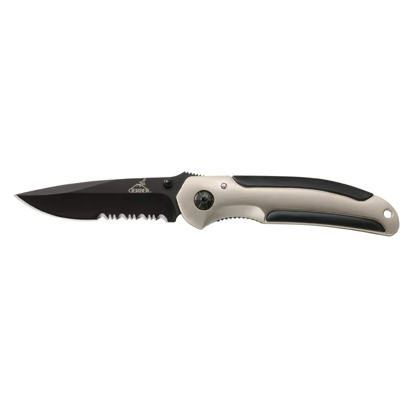 Gerber Ar 3.00 Folding Knife With Black Serrated Blade, 6.95 In. Stainless Steel