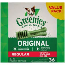 Greenies Original Regular Dental Dog Treats, 36 oz., Count of 36