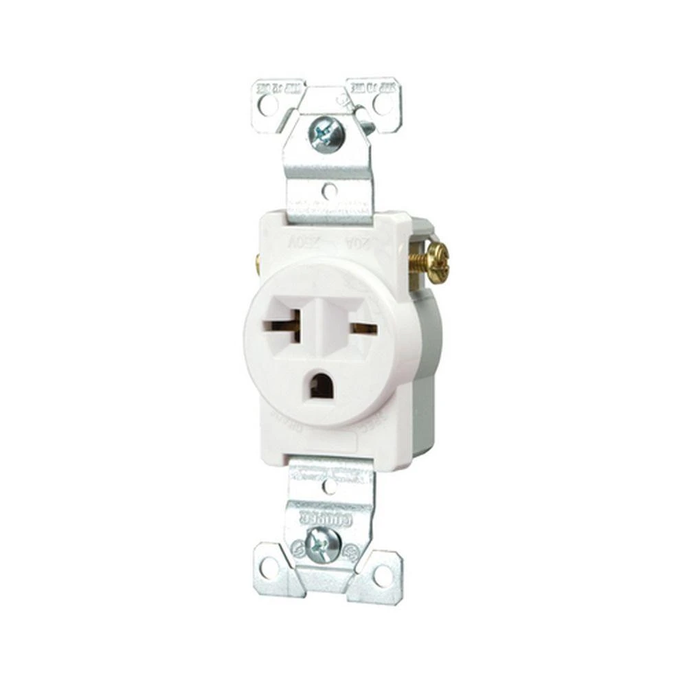 1876w-box Commercial Grade 20 Amp Single Receptacle, Nema 6-20r, White