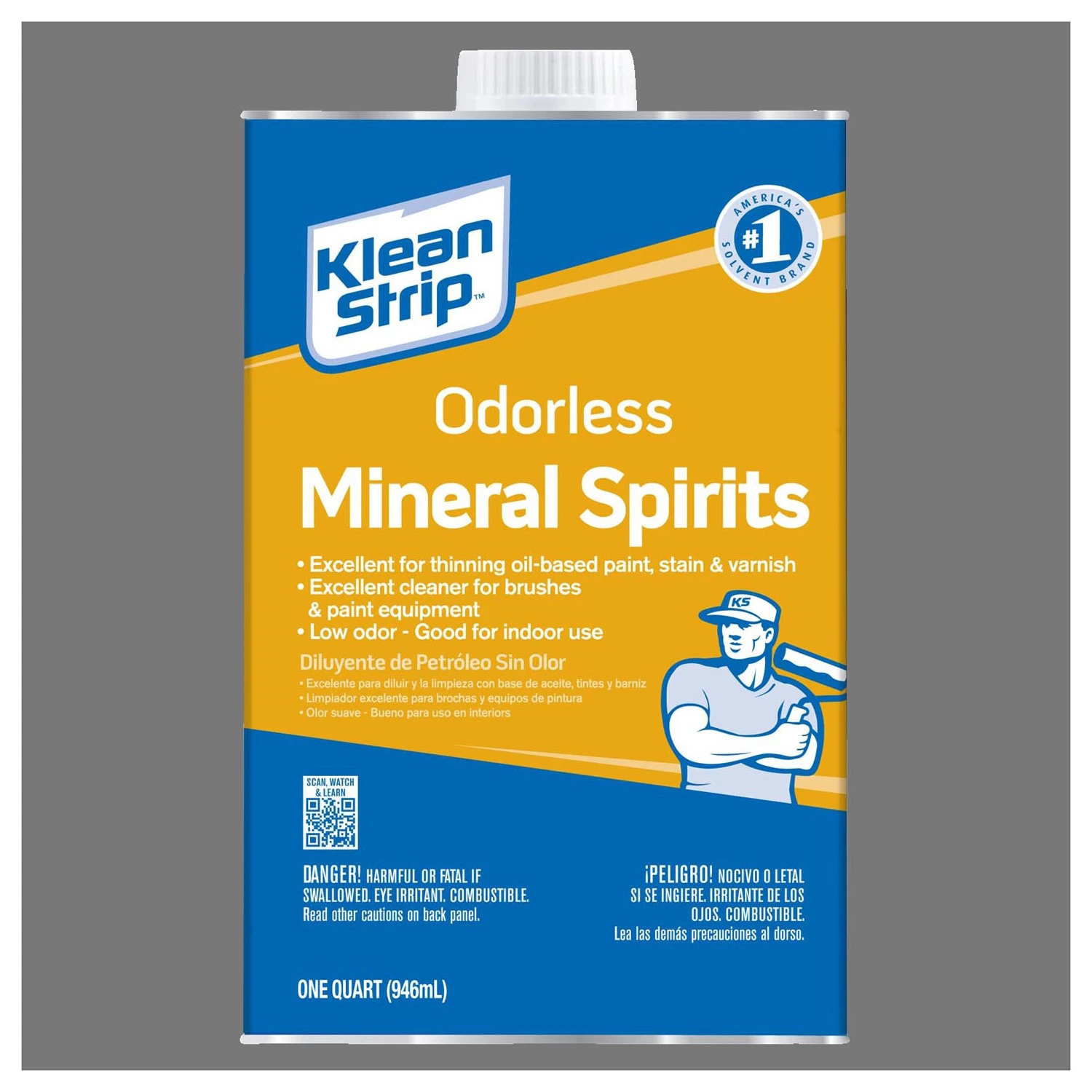 Qksp94005 Odorless Mineral Spirits Paint Thinner, Liquid, 1 Quart Can