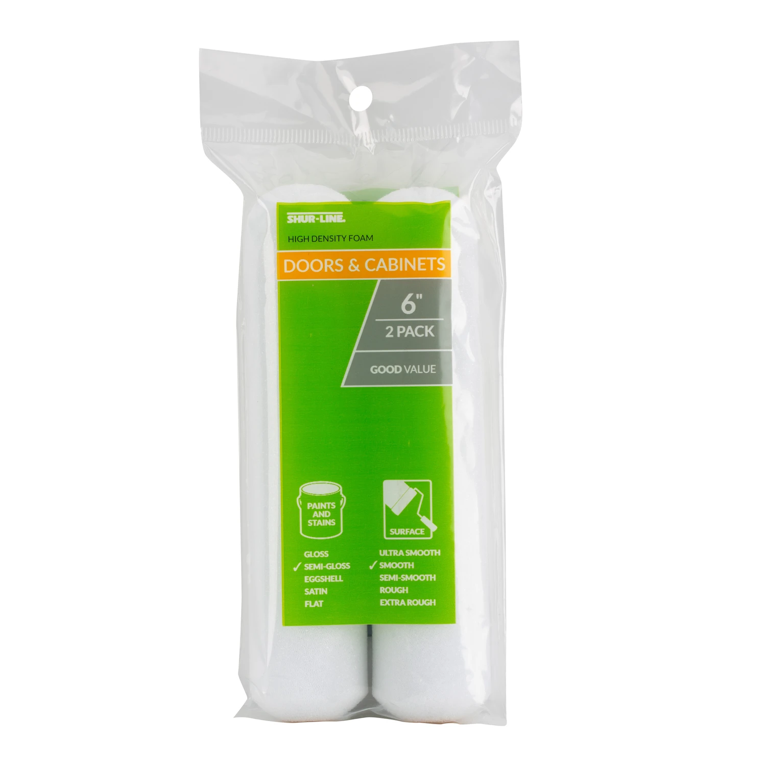 Shur-Line Foam 6 in. W Mini Paint Roller Cover 2 pk