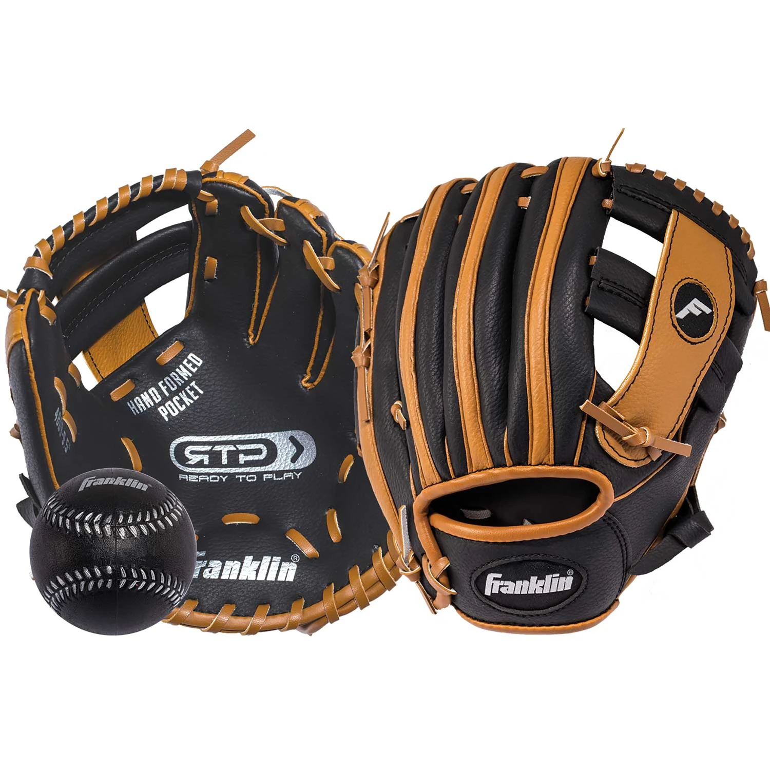 Rtp 9.5 In. Black/tan Pvc Right-handed T-ball Glove & Ball Set 4809tbs