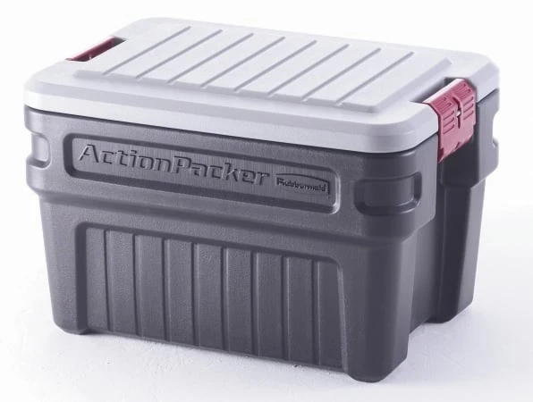 Action Packer Storage Container, 24 Gallon, Grey & Black, Heavy Duty