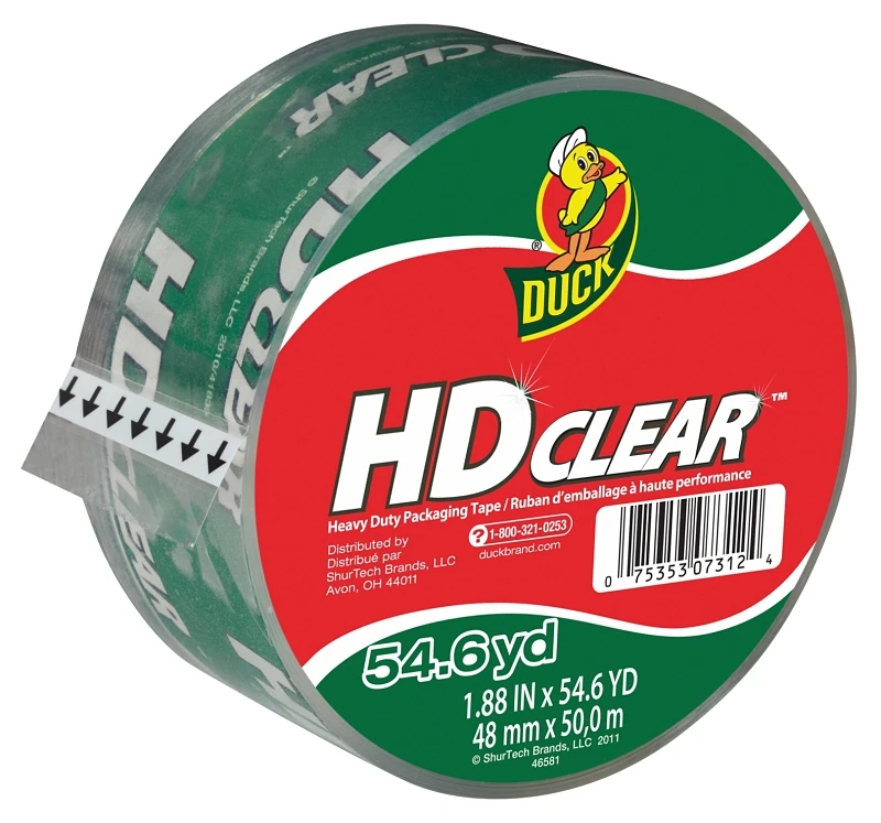 Hd Clear Packaging Tape, 54.6 Yd L, 1.88 In W, Heavy-duty Acrylic Adhesive