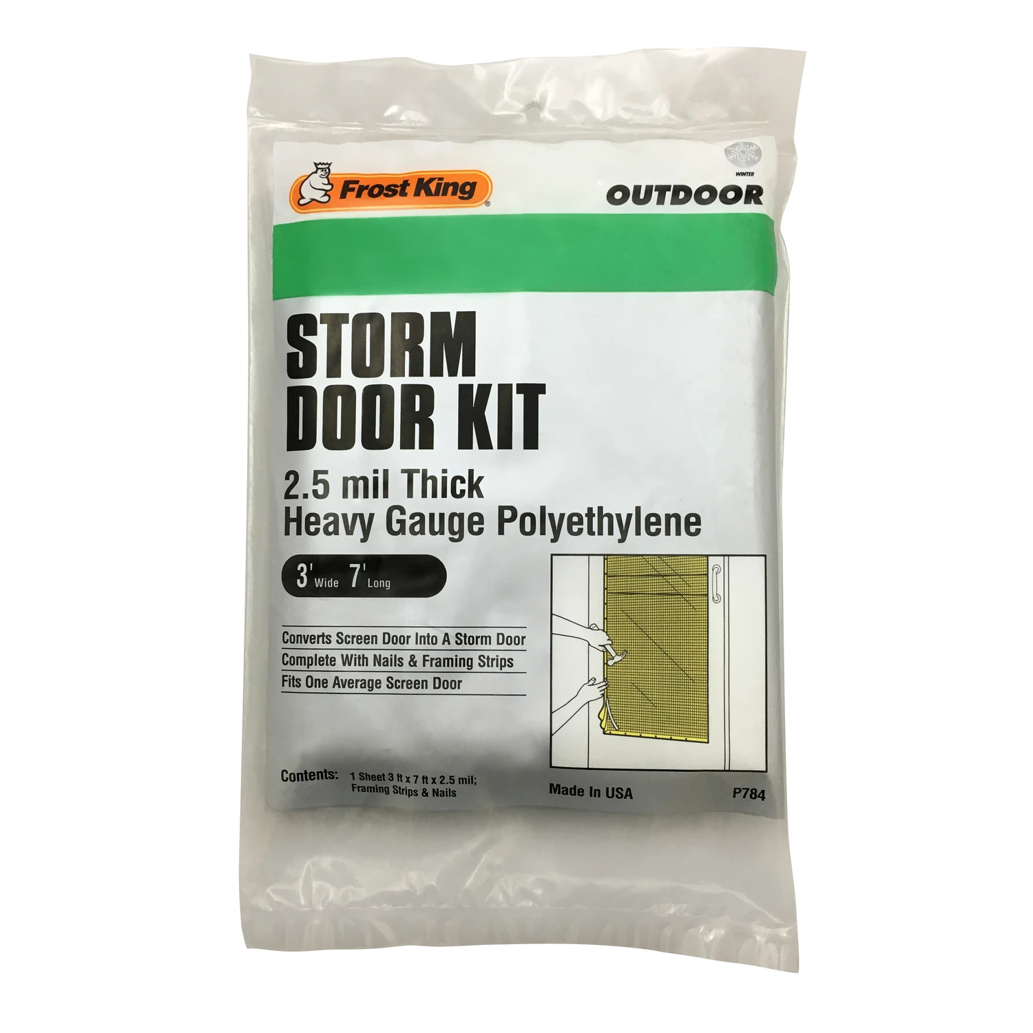 Exterior Storm Door Kit, Fits 3 Feet by 7 Feet Door Openings, Complete Installation Hardware Included