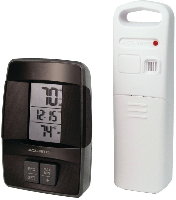 1.6" W X 4.8" H Wireless Indoor & Outdoor Thermometer With Clock