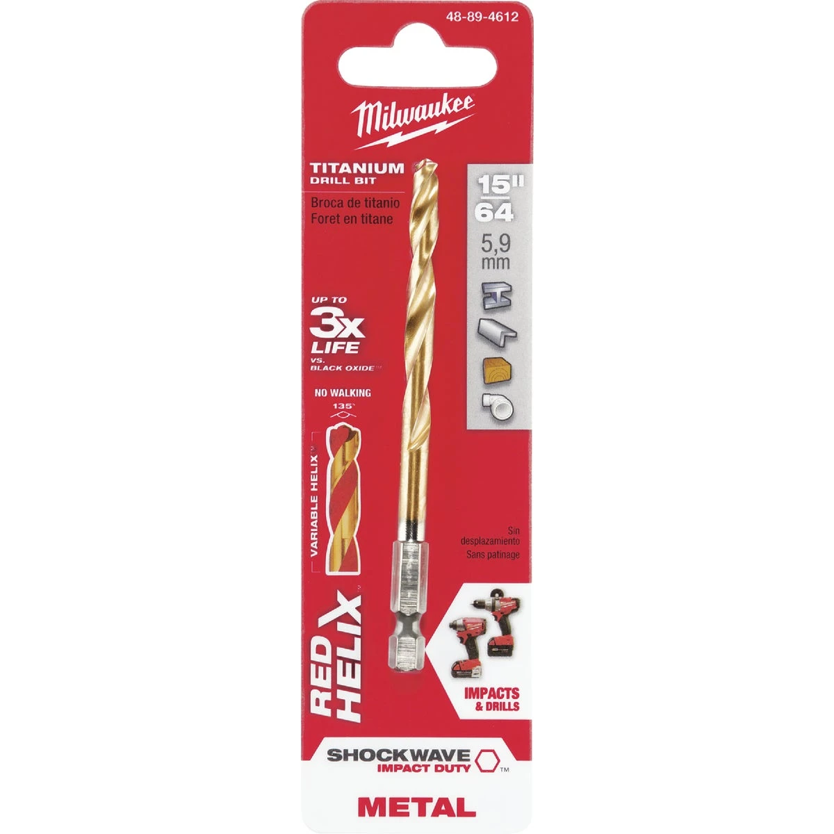 Shockwave Impact Duty 15/64 In. Titanium Hex Shank Drill Bit 4-1/8 In.