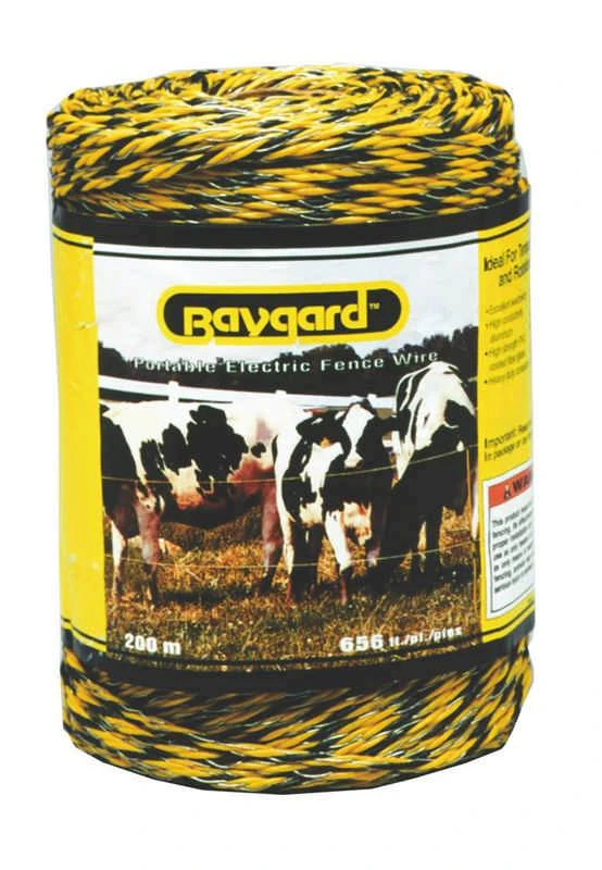 Electric Fence Wire 656 Feet Yellow and Black Aluminum and Fiberglass