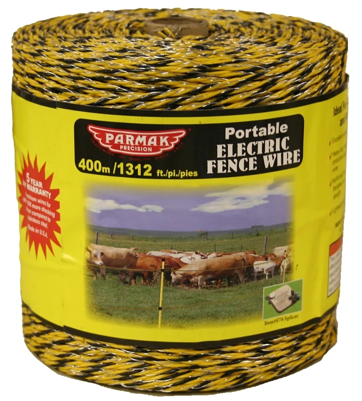 Electric Fence Wire Yellow and Black Aluminum 1,312 Feet Spool