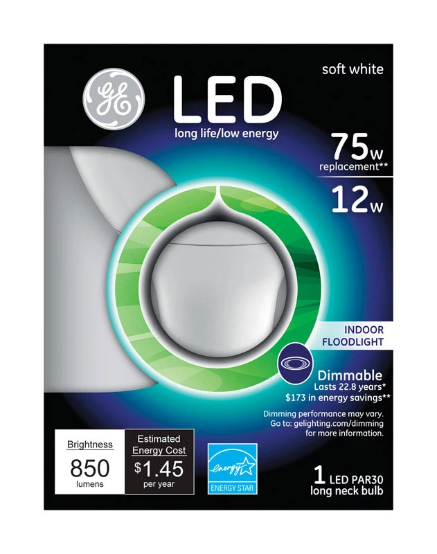 LED Flood Light Bulb, Long Neck, Soft White, 850 Lumens, 12-Watts