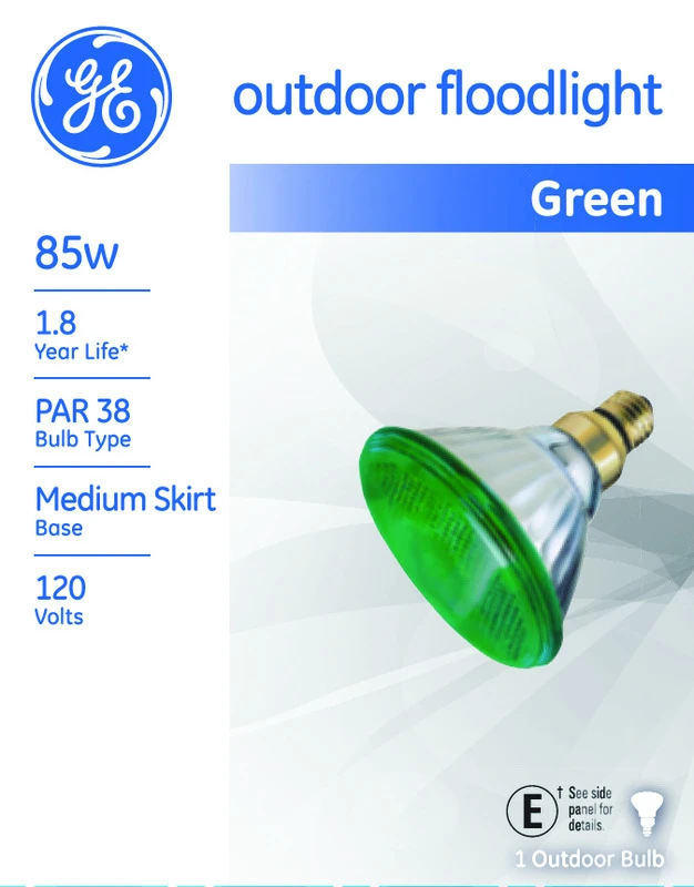 G.E. 85-watt Par38 Green Outdoor Flood Light Bulb, 1310