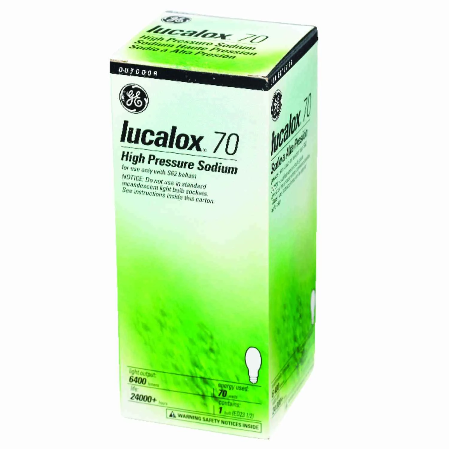 Lucalox 70w High Pressure Sodium Light Bulb, Clear, 6400 Lumens, Ed23.5, 4 Pk