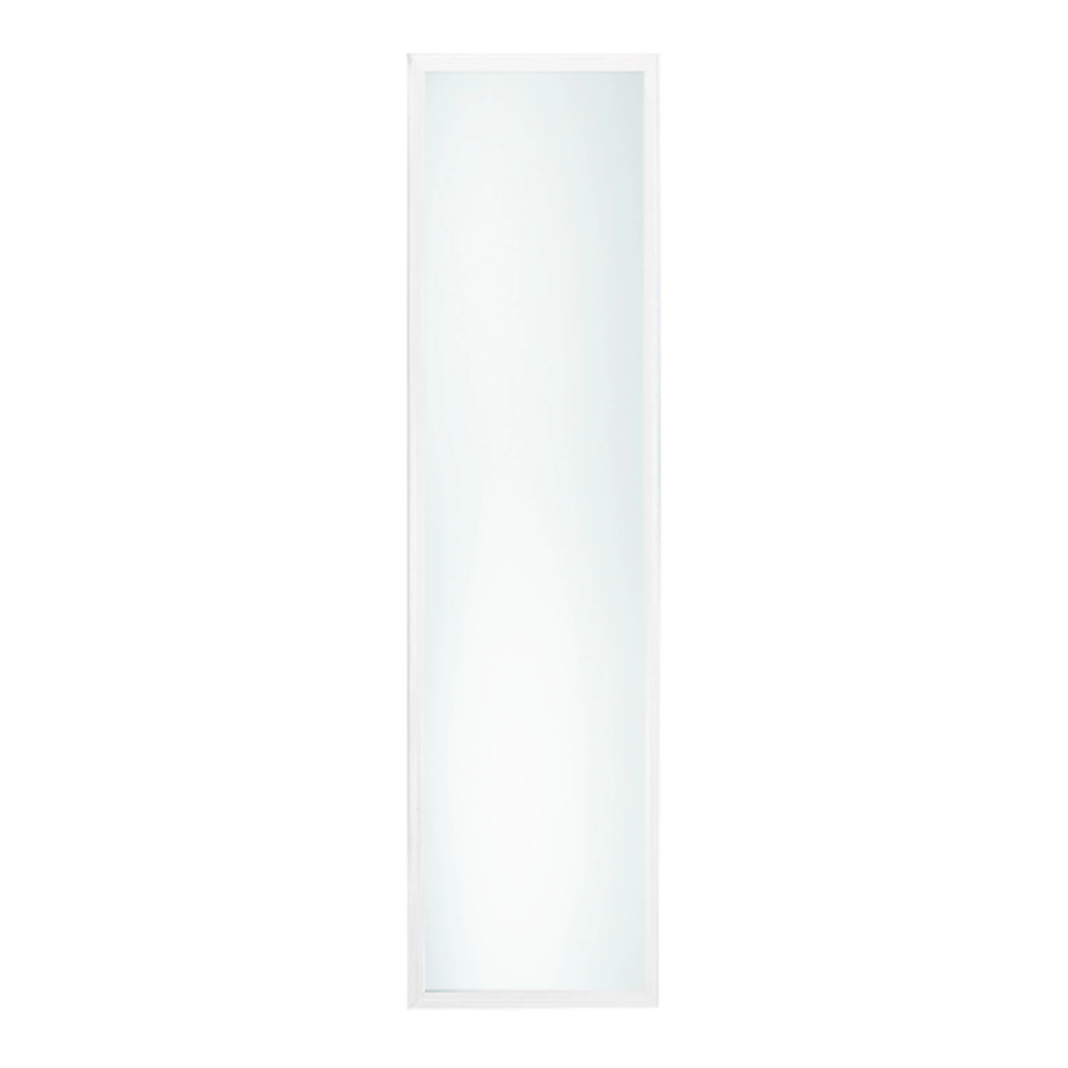 Plain Edge Frame Door Mirror with White Finish, Rectangle Molded Design, 14 by 50 Inches