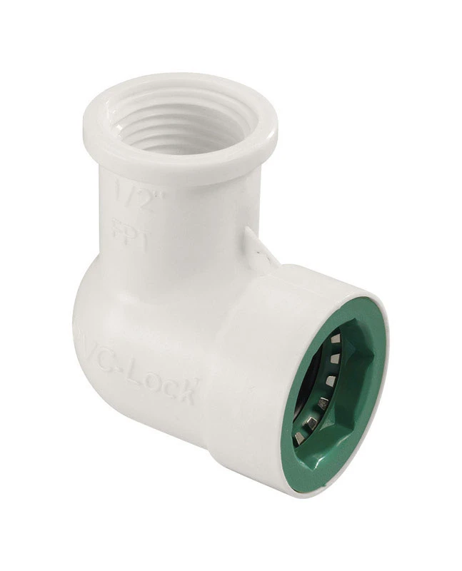 Underground Sprinkler Elbow, 1/2 Inch PVC Lock Socket by 1/2 Inch Female Pipe Thread