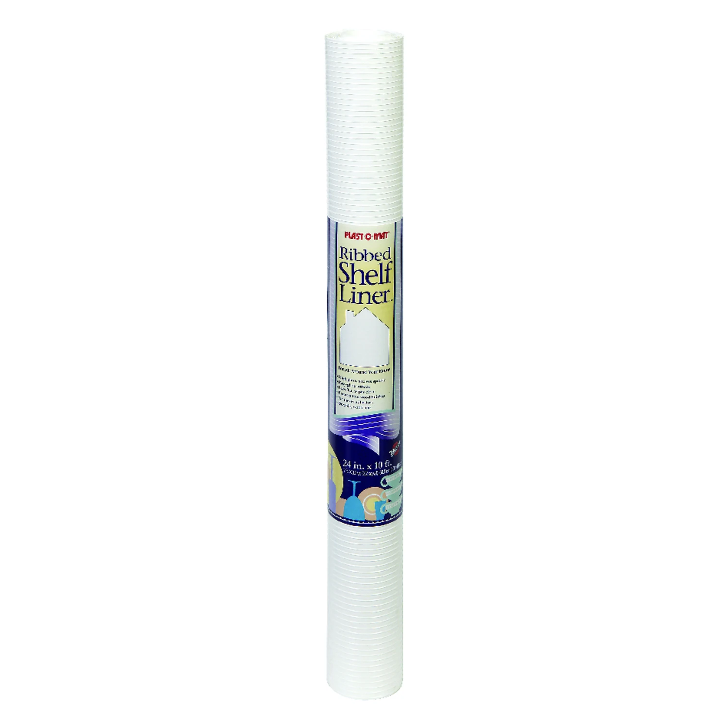 Non-Adhesive Ribbed Waterproof White Shelf Liner 24 Inch by 10 Feet