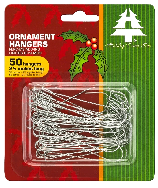 Christmas Ornament Hangers, Silver, 2-1/2-In., 50-Ct.