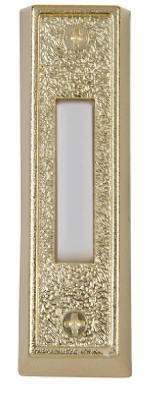 Lighted White Door-Chime Push-Button With Gold Rectangular Housing for Wired Chime Systems