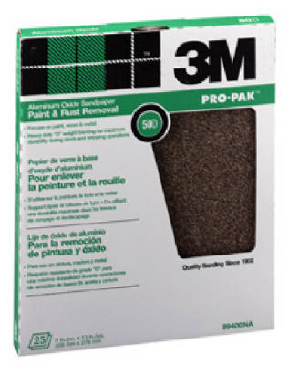 3M Pro-Pak 11 in. L x 9 in. W 180 Grit Fine Aluminum Oxide Sandpaper 25 pk