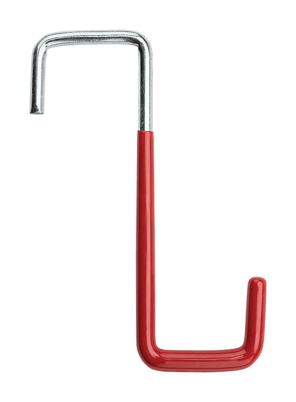 Rafter Hook, Red Vinyl Coated, 6 In.