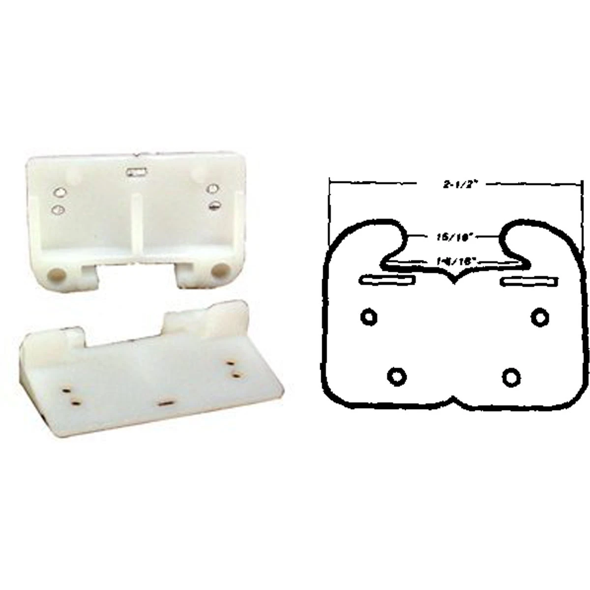 Wp-8814c Rear Plastic White Drawer Guide For 1-5/16 In. Track (2-pack)