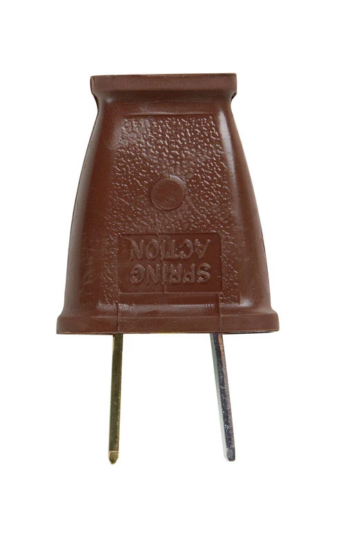 Pass & Seymour Polarized Plug, Residential, Brown, 2-Pole, 2-Wire, 15-Amp., 125-Volt