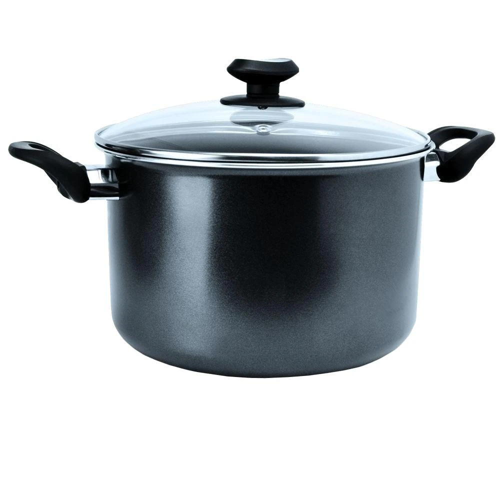 Elements 8 Quart Non-Stick Coated Aluminum Stock Pot with Glass Lid