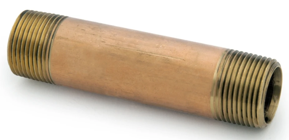 Red Brass Nipple, Lead Free, 3/8 x 6 In.