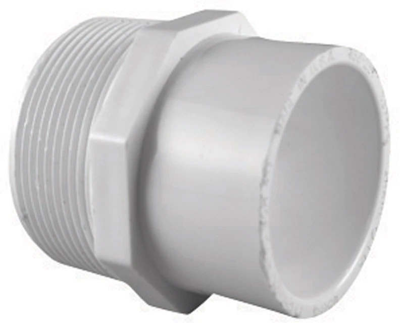 Schedule 40 PVC Reducing Male Adapter, White, 1-1/2 In. Slip x 2 MIP