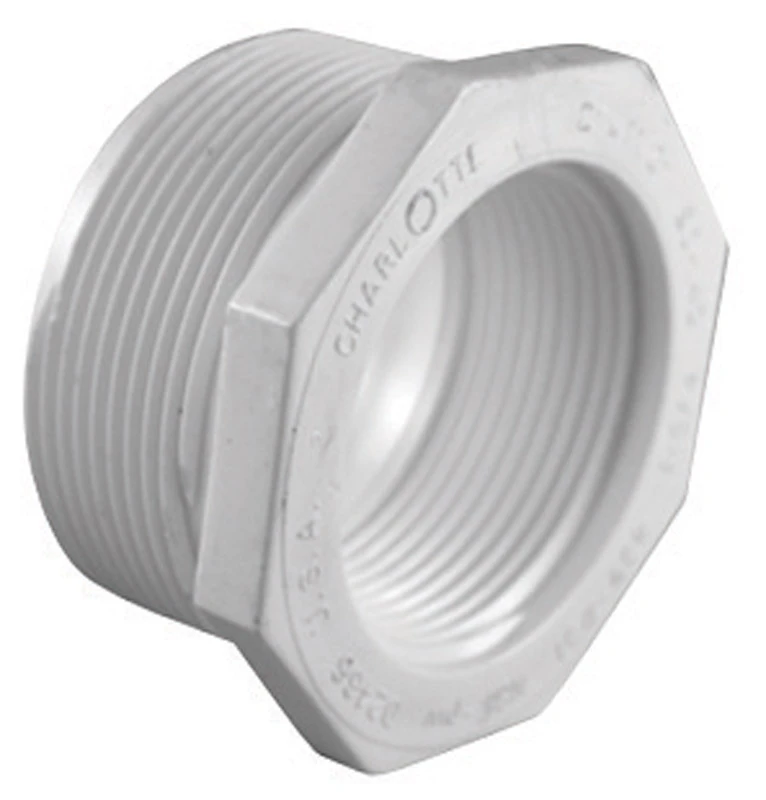 Schedule 40 PVC Pressure Reducer Bushing, White, 3/4 x 1/2 In.