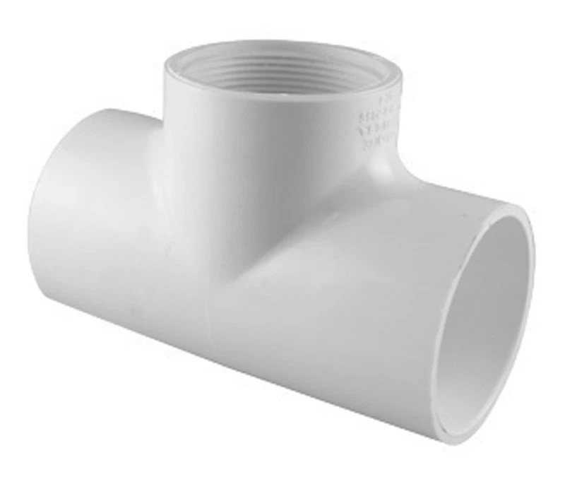 Schedule 40 Pipe Tee, Slip x Slip x Thread, White, 1/2 In.
