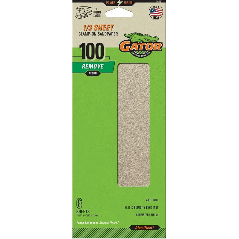 Sanding Sheets, Aluminum Oxide, 100-Grit, 3-2/3 x 9 In., 6-Pk.