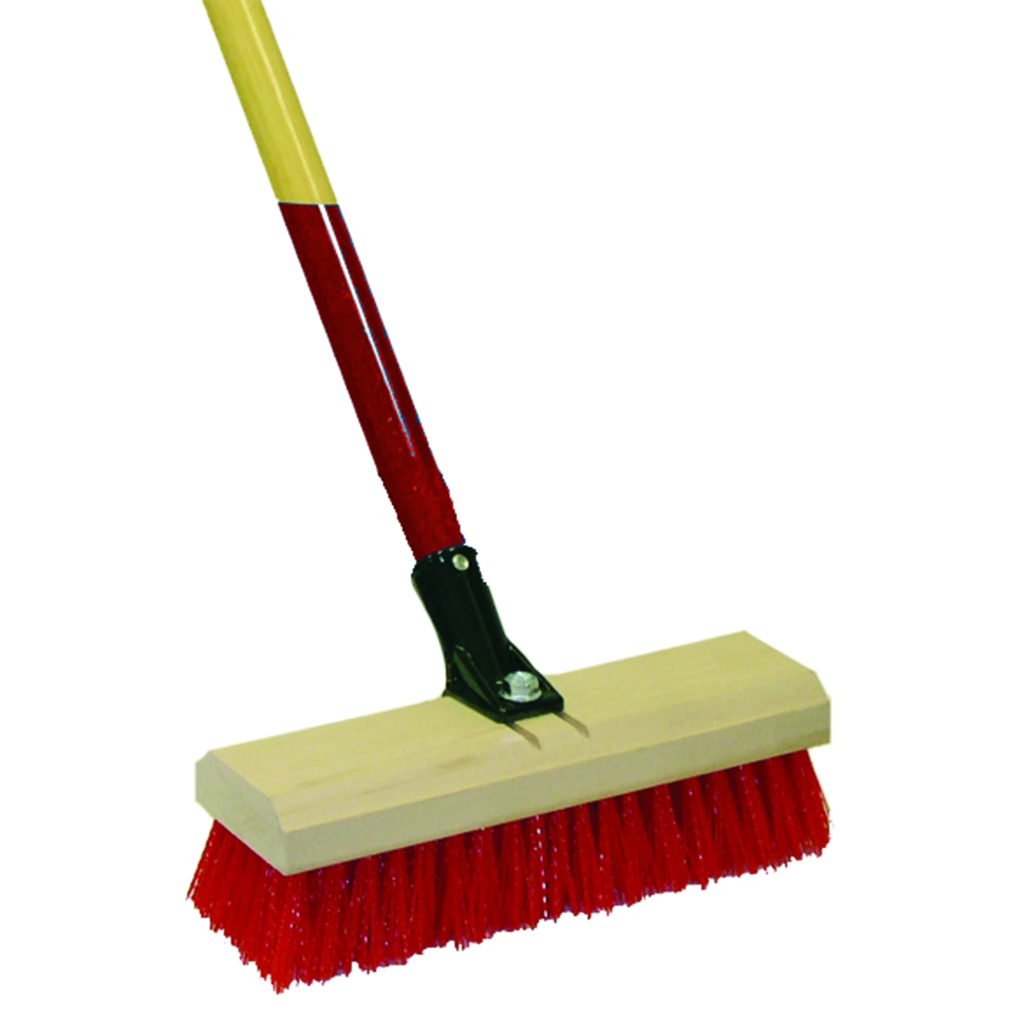 12 In. Deck Scrub Brush With 60 In. Wood Handle And Stiff Bristles