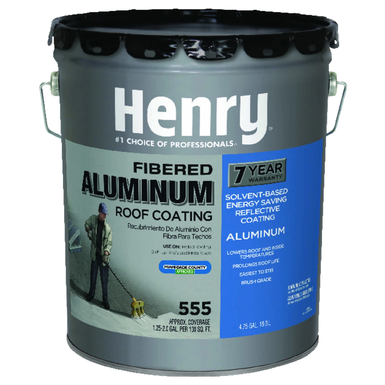 5 Gallon Fibered Aluminum Roof Coating - Reflective Energy Saver