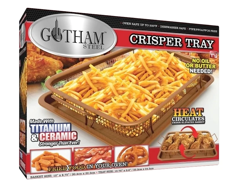 Non-Stick Ceramic Crisper Tray 12 x 8.75 Inches Durable Oven Safe